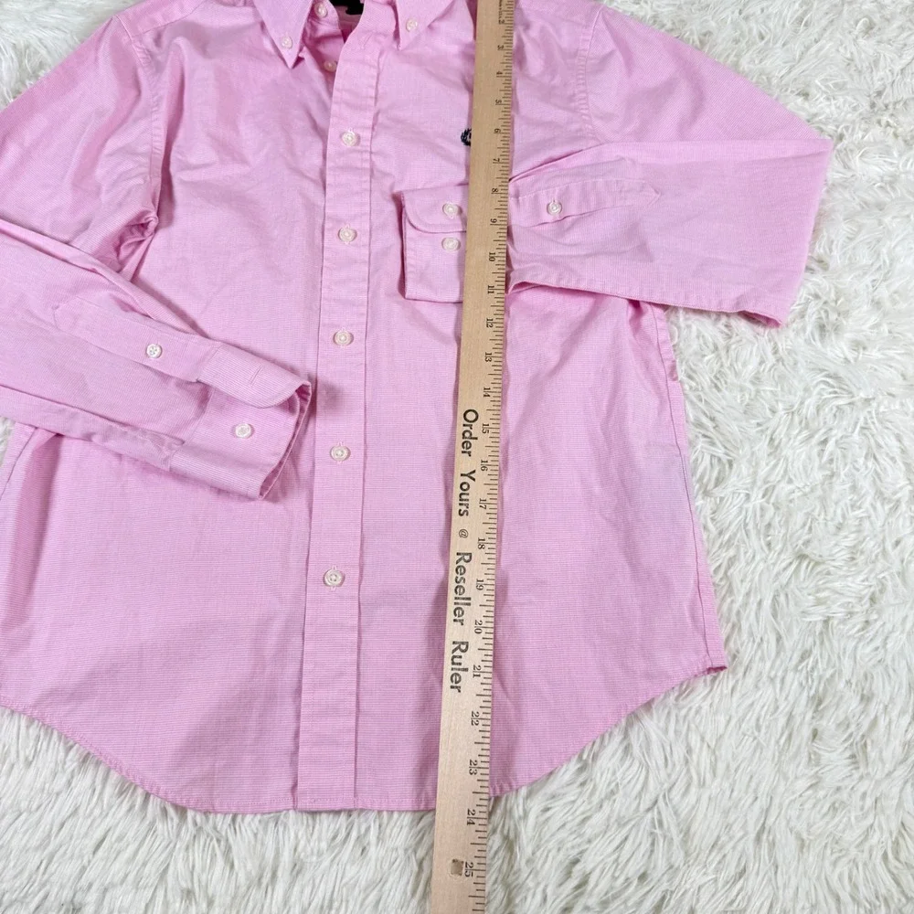 Lauren Ralph Lauren Pink Micro Houndstooth Button Down Shirt Boys 14 Preppy